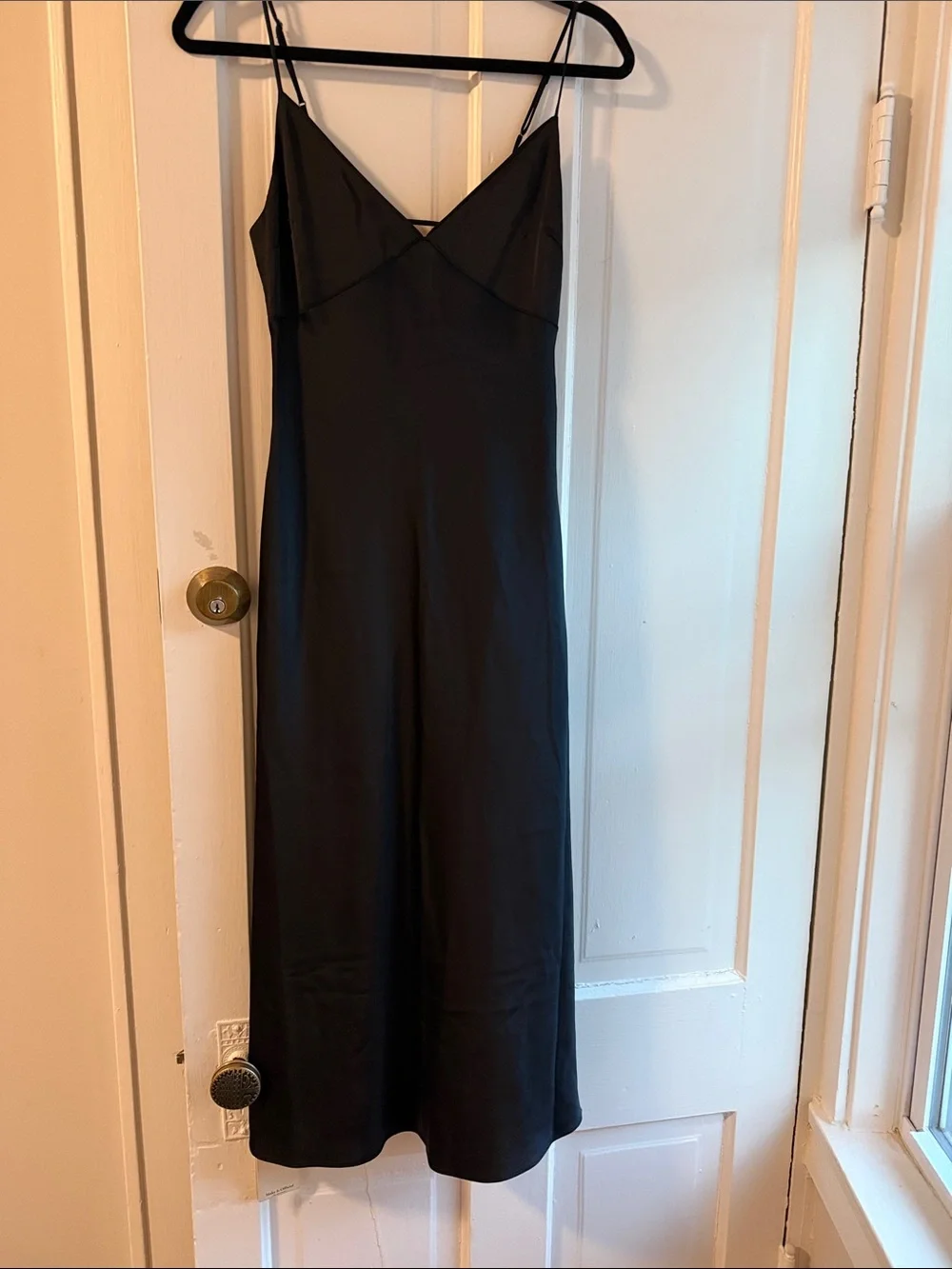 Abercrombie & Fitch Black Satin Slip Dress with Thin Straps